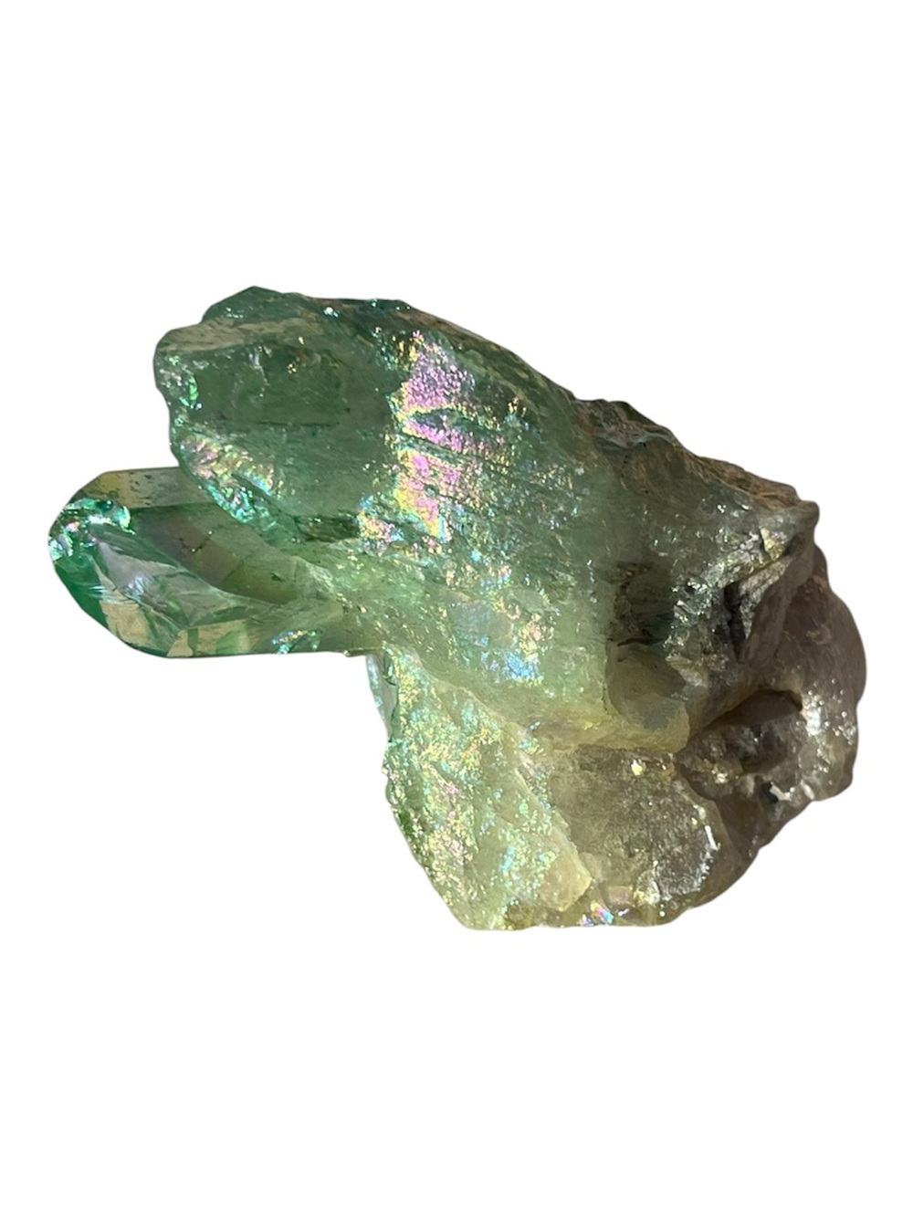 Iridescent Green Aura Quartz Cluster